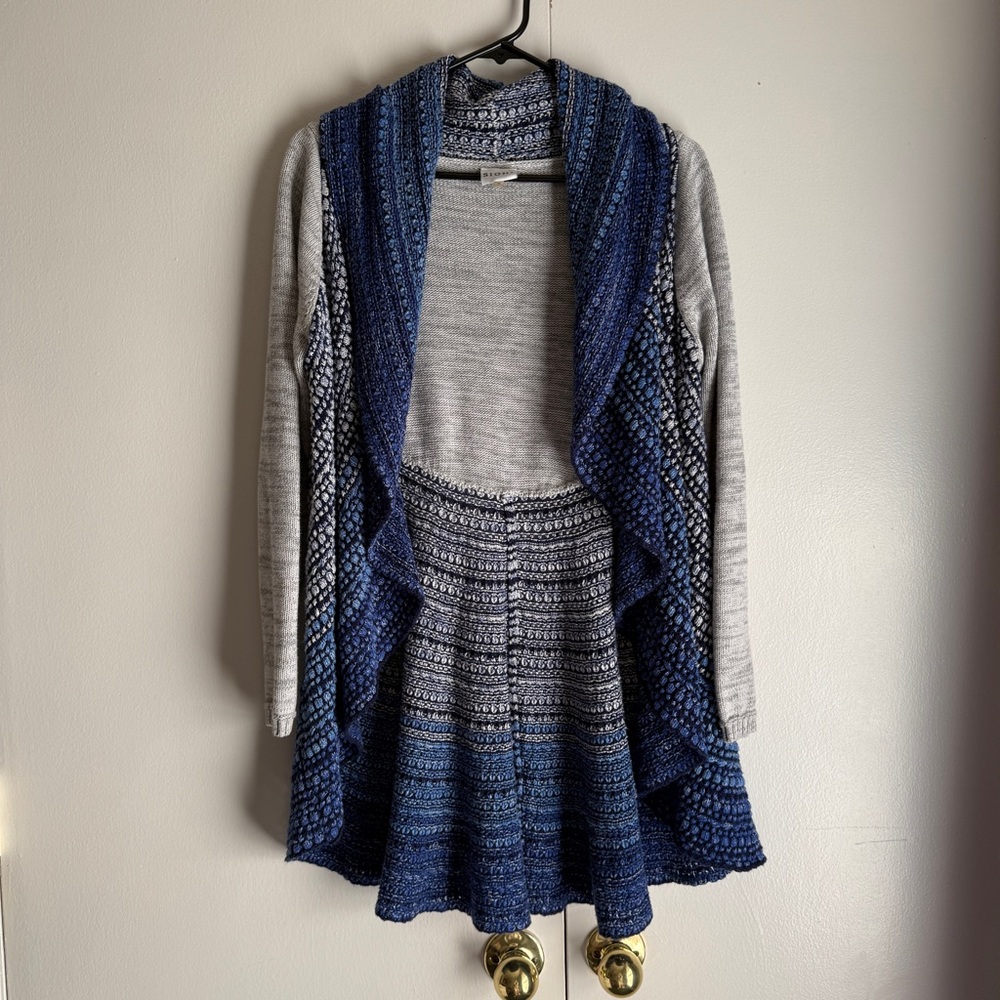 Sioni Studio Open Waterfall Front Circle Swing Blue Gray Cardigan Women’s Small